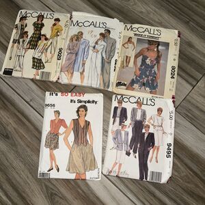 5 Women’s Clothing Sewing Patterns Various Sizes